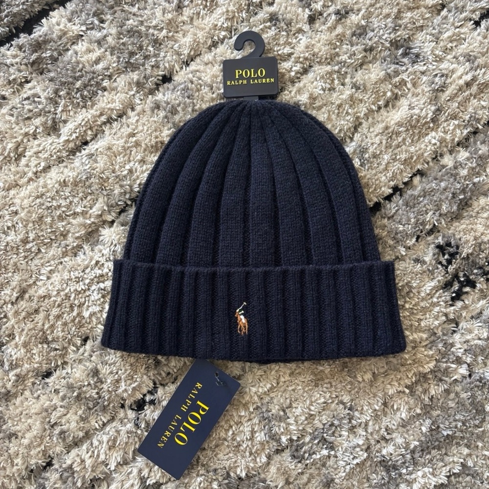 Polo by Ralph Lauren Blue Wool Knit Beanie